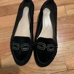 Coach Black Loafers with Metallic Details